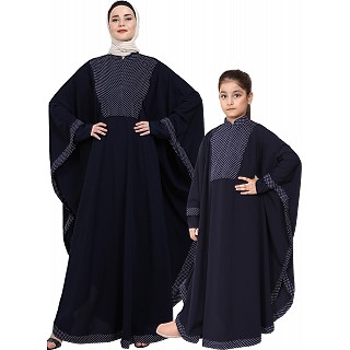 Indo Classic Mother and Daughter matching combo Kaftan-Navy Blue